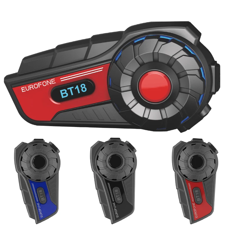 Motorcycle Helmet Bluetooth Intercom Kit BT18 Motorbike Helmet Intercom Interphone Headset 800M 2 Riders Intercom with FM Radio