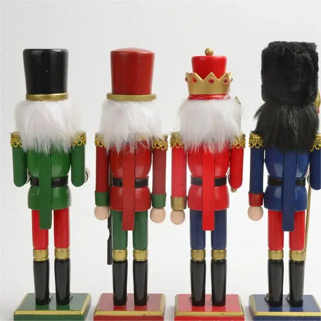 New Product Red Blue Green Hand Painted Puppet Wooden Toys Craft Ornaments Gifts Soldier Christmas Nutcracker