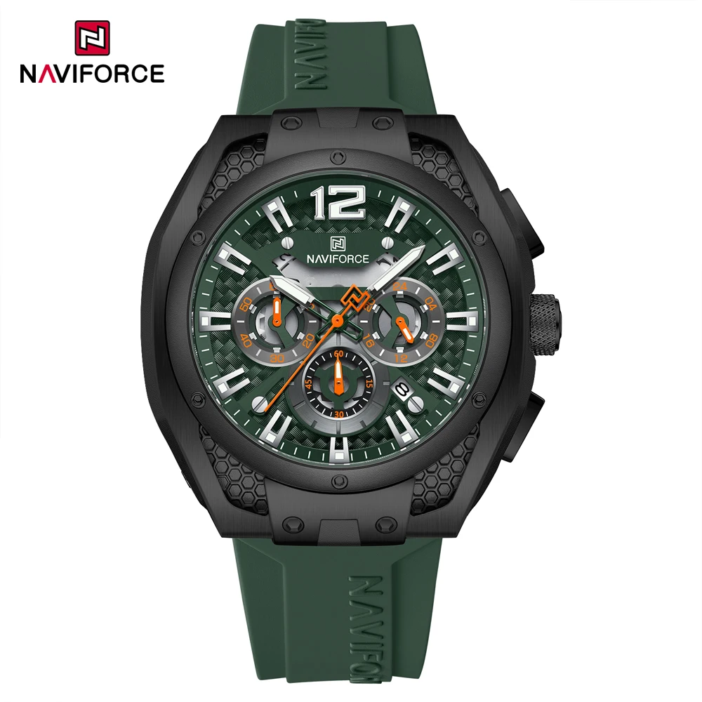 2024 новые модные мужские часы NAVIFORCE оригинальные наручные с вырезами циферблатом хронографом 24 часа