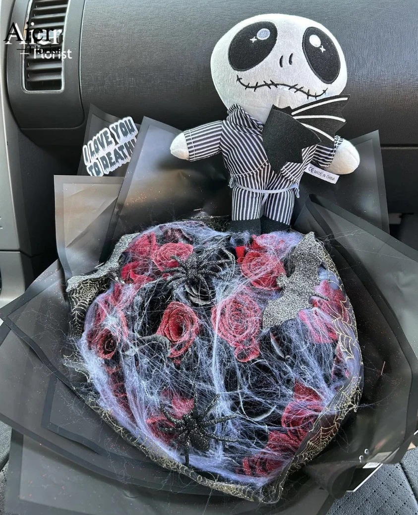 Aierflorist New funny Halloween Jack Plush Toy Grab Skeleton Stuffed Plush Toys Doll For bouquet Gift decoration