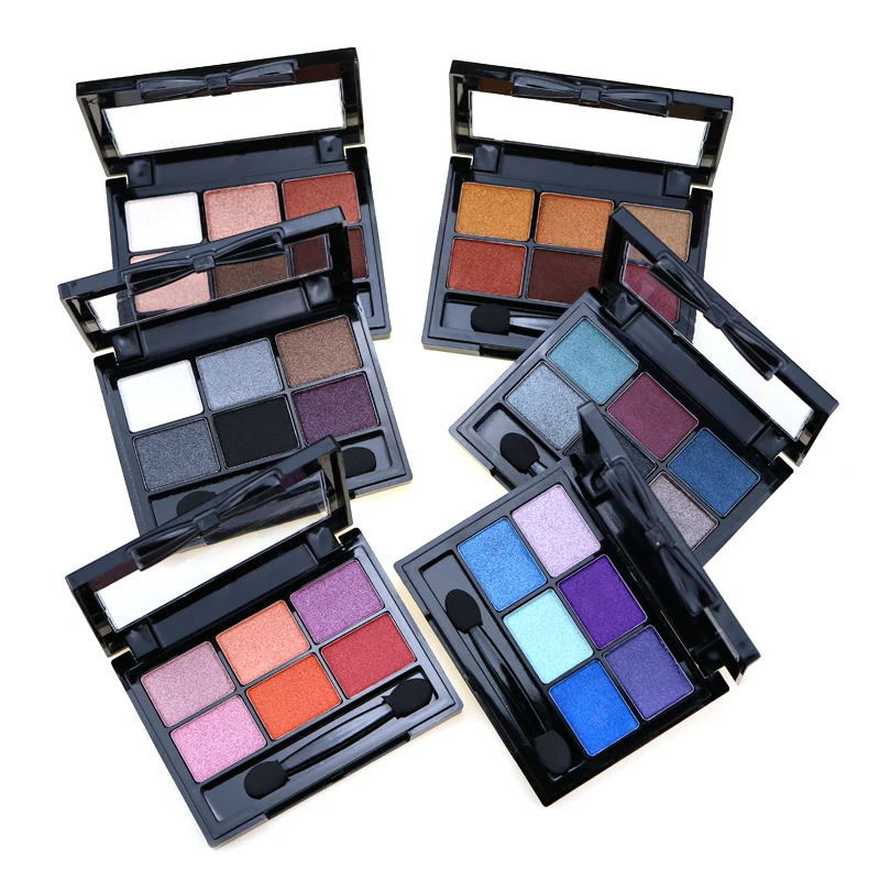 Wholesale Cosmetic  Make Up 6 Colors Waterproof Powder High Pigmented Private Label Eye Shadow Pallets