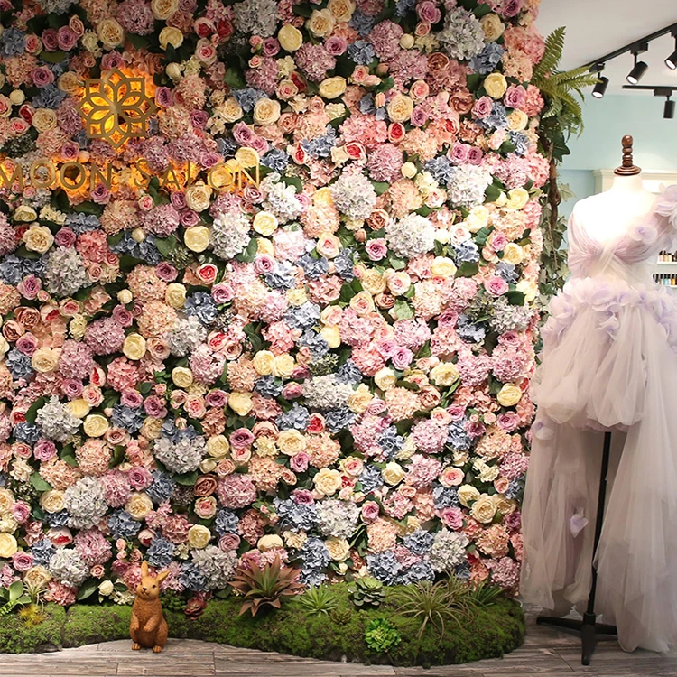 Wedding artificial silk flower wall panel backdrop Floral Rose Backdrops flowers wall wedding decor backdrop flower wall mat