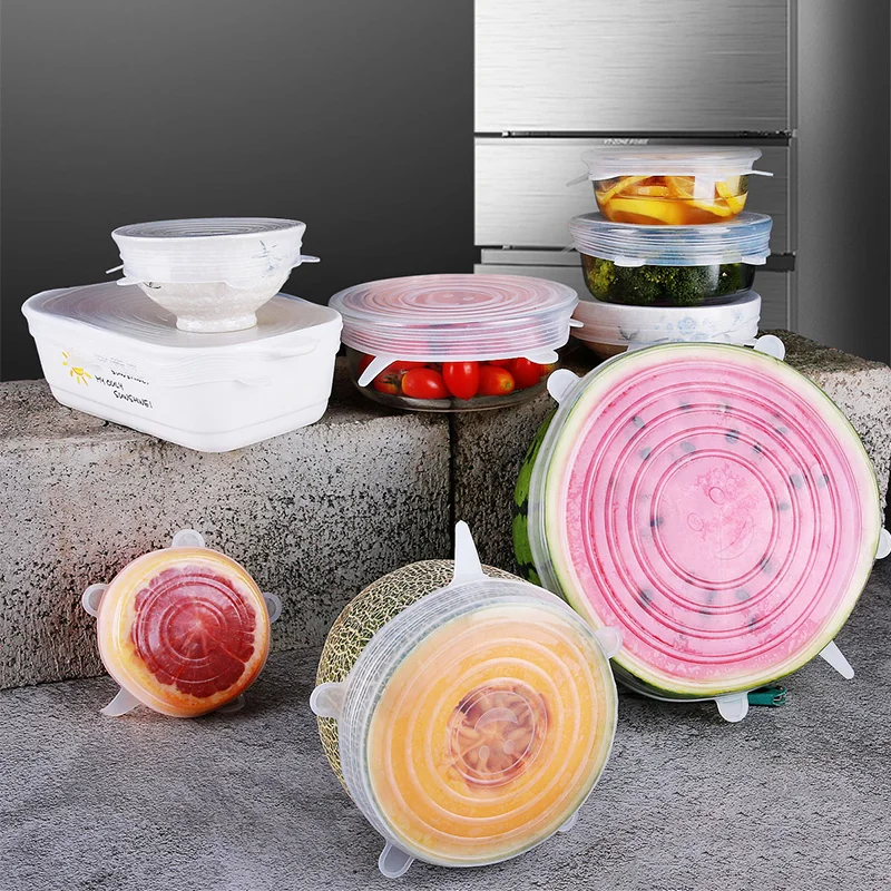 
Hot sale sealed set of plastic wrap 6pcs high and low temperature resistant plastic wrap silicone high stretch plastic wrap 