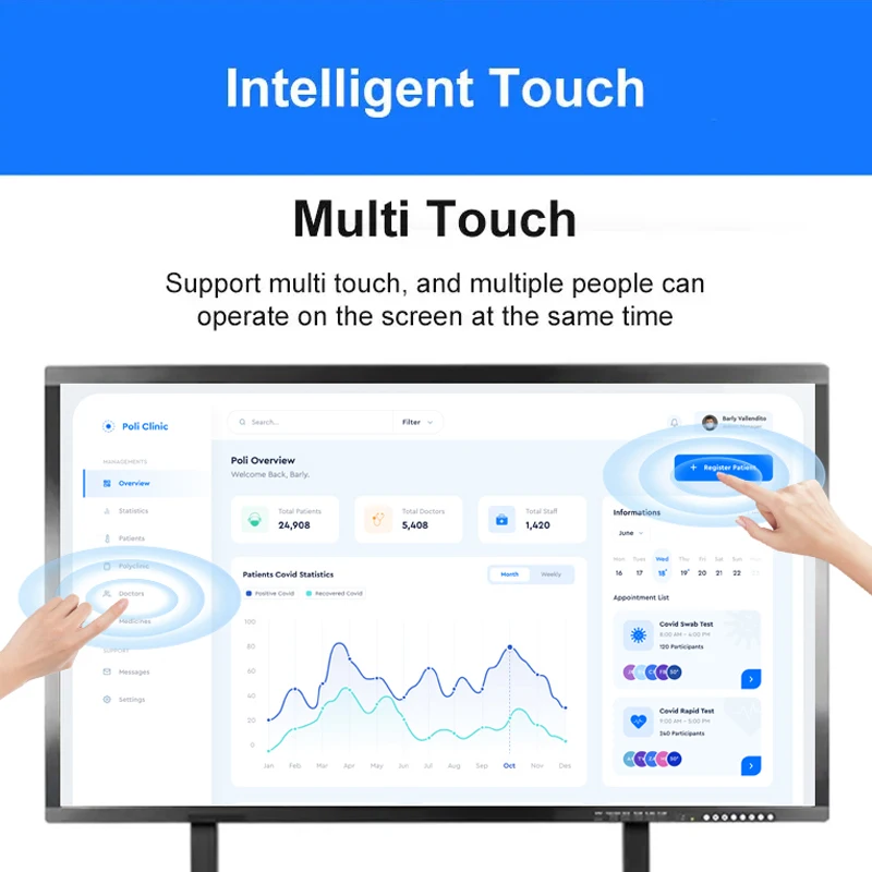 LuxGaze 43 Inch Teaching Smart Board Touch Screen Supply Infrared 4k Lcd Digital Interactive Smart Boards For Schools Teaching