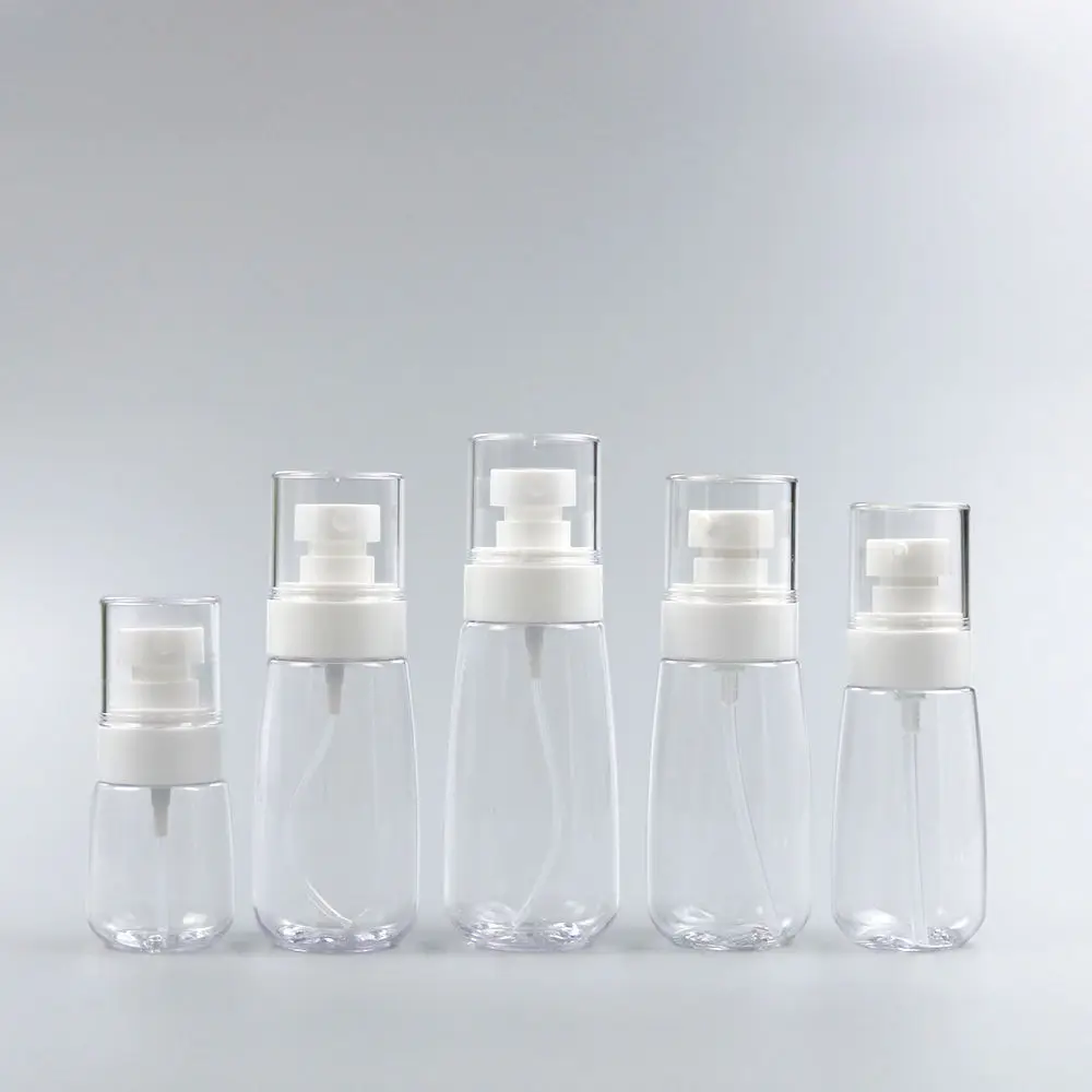 Custom PET Plastic Fine Mist Cosmetic Skincare Spray Bottles For Body Face With Logo 30ml 50ml 60ml 100ml 200ml 250ml 300ml