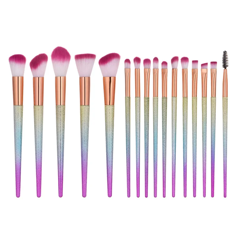 gradient glitter handle 16 piece high grade professional makeup foundation brushes gift sets for women kit