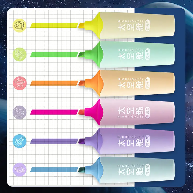 36pcs/box Soft Tip Highlighter Light Color Kawaii Marker Pen DIY Photo Album Journal Fluorescent Pen Student Stationery