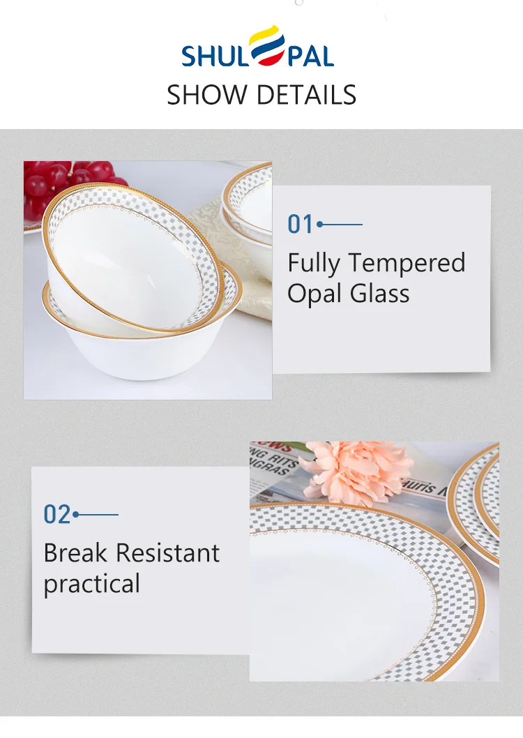 Nordic Tempered Glass Conjunto de Jantar Snacks Bowl Soup Bowl Opal Glassware Salad Bowl