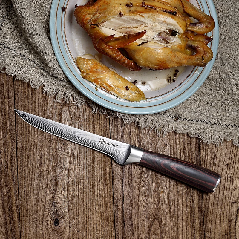 6-дюймовый классический нож для обвалки и филе 5Cr15 MoV из нержавеющей стали с деревянной ручкой Pakka кухонный мяса рыбы