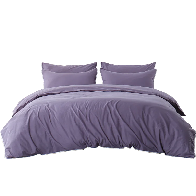 Solid Color Purple Bed sheets Bedding Set 3 or 4 pcs