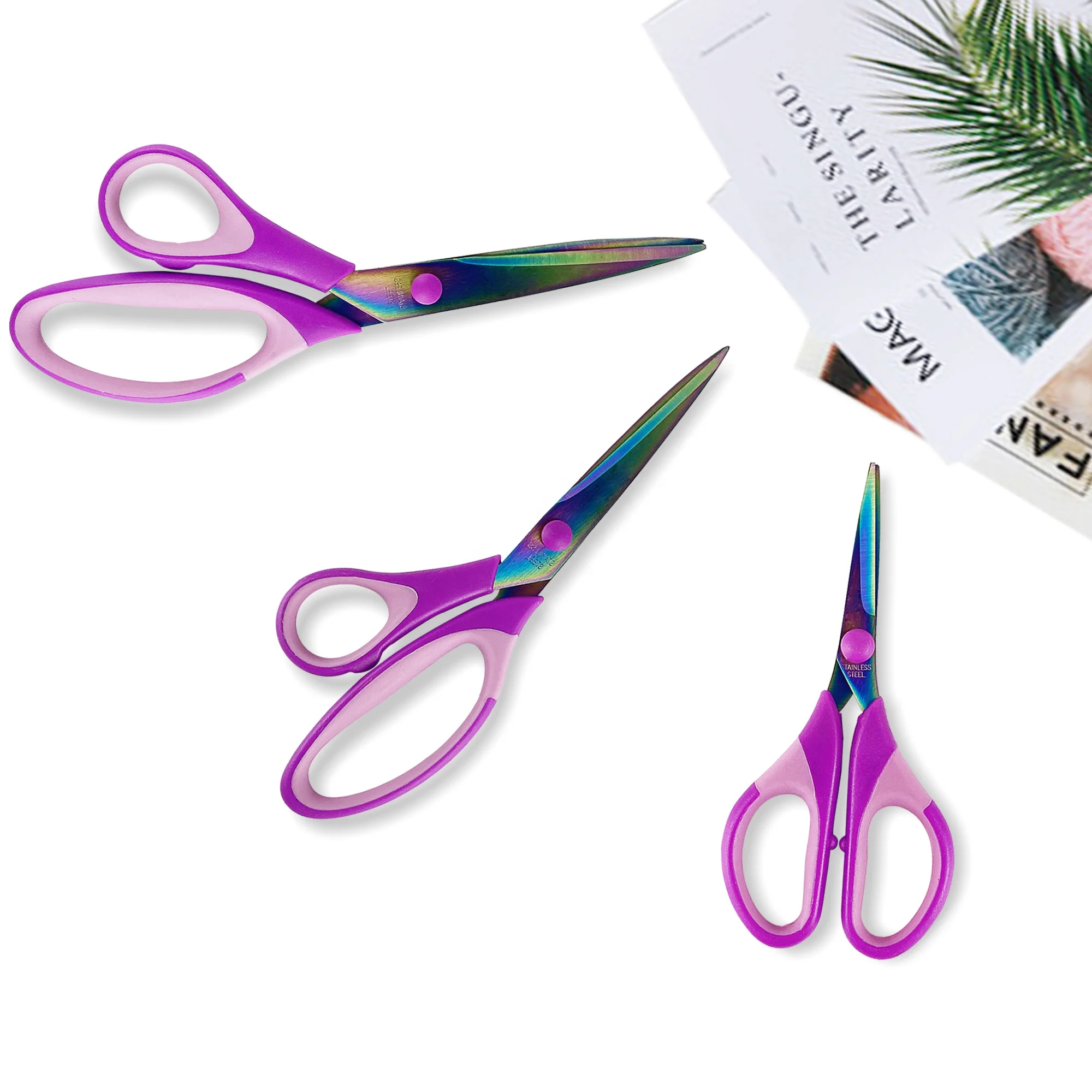3Pcs Stainless Steel Color Titan Scissors Office Scissors Household Handcraft Scissor Tailor Shear Professional Set