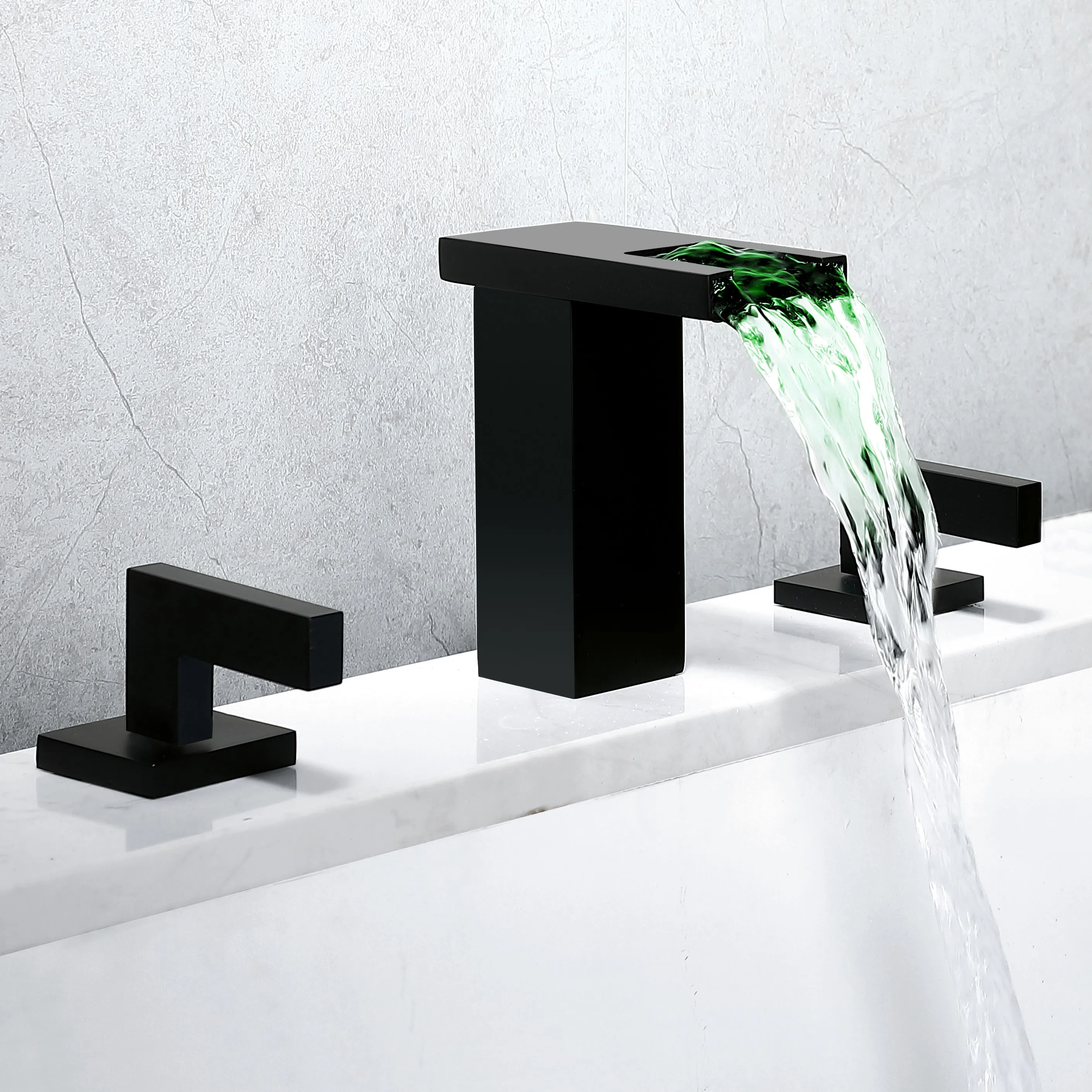 ware deck mounted brass basin mixer faucet double handle water faucet brass triple hole basin faucet