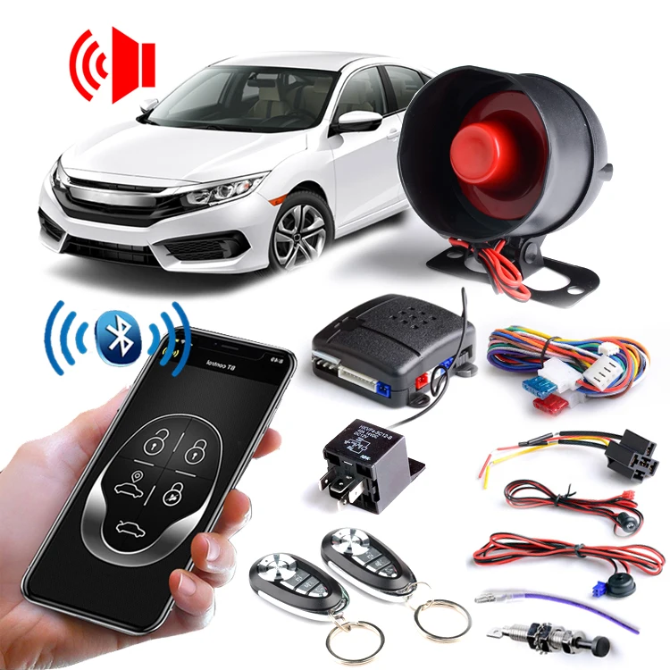2024 Auto Electronics One Way Car Alarm System Phone APP Remote Control Car Alarm