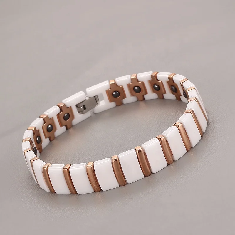 custom bio ceramic magnetic ceramic jewelry stainless steel women bracelet