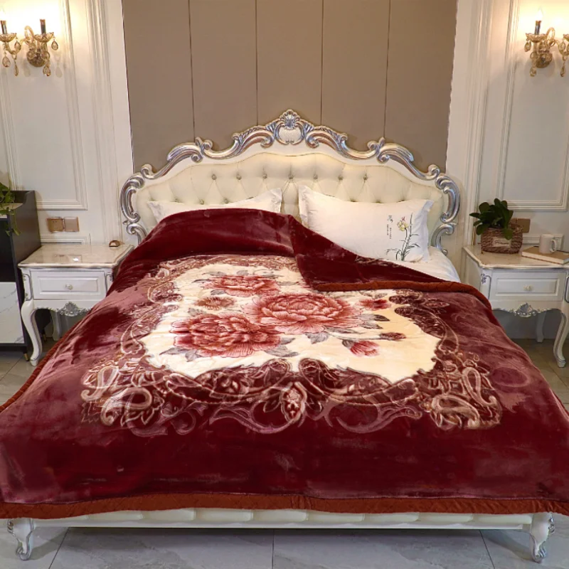 Luxury Korean Mink Blanket Super Soft 2 Ply Acrylic Queen Size Comfortable Bed Use Portable Cheap