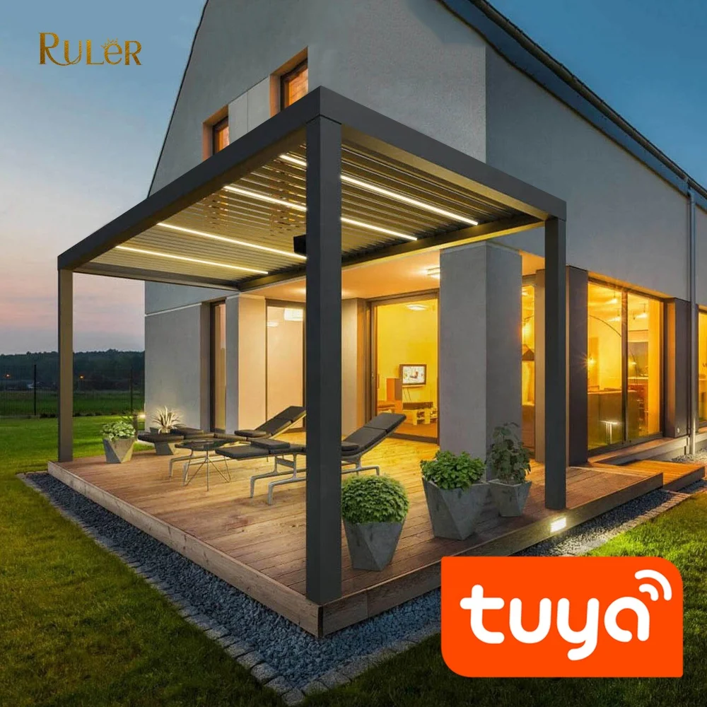 OEM Outdoor Waterproof Pergola 3x4 3x3 pergola Adjustable Electric Louvered Garden Gazebo Aluminum pergola