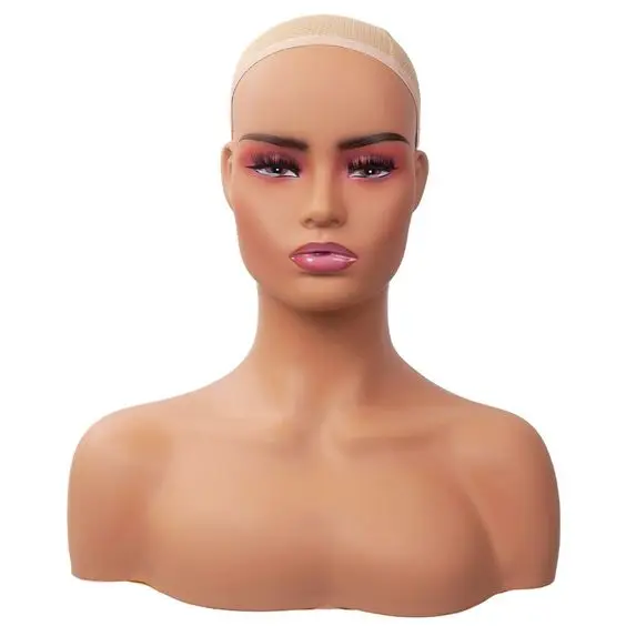 Hot Sale mannequin for  display Makeup Face  jewelry wig Realistic Female mannequin head with shoulders mannequin head