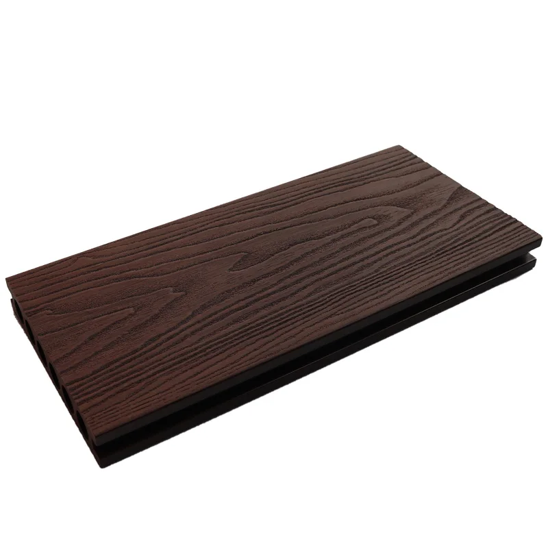 3D Embossed Decking WPC Anti UV Anti Slip Exterior Luxury Deep Wood Grain Decking For Garden And Glass Flooring