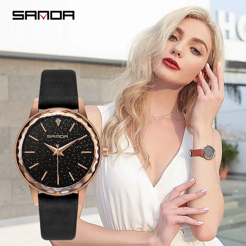 Fashion Starry Sky Element Ladies Bracelet Watch Casual Leather Strap Waterproof Quartz Watches for Women