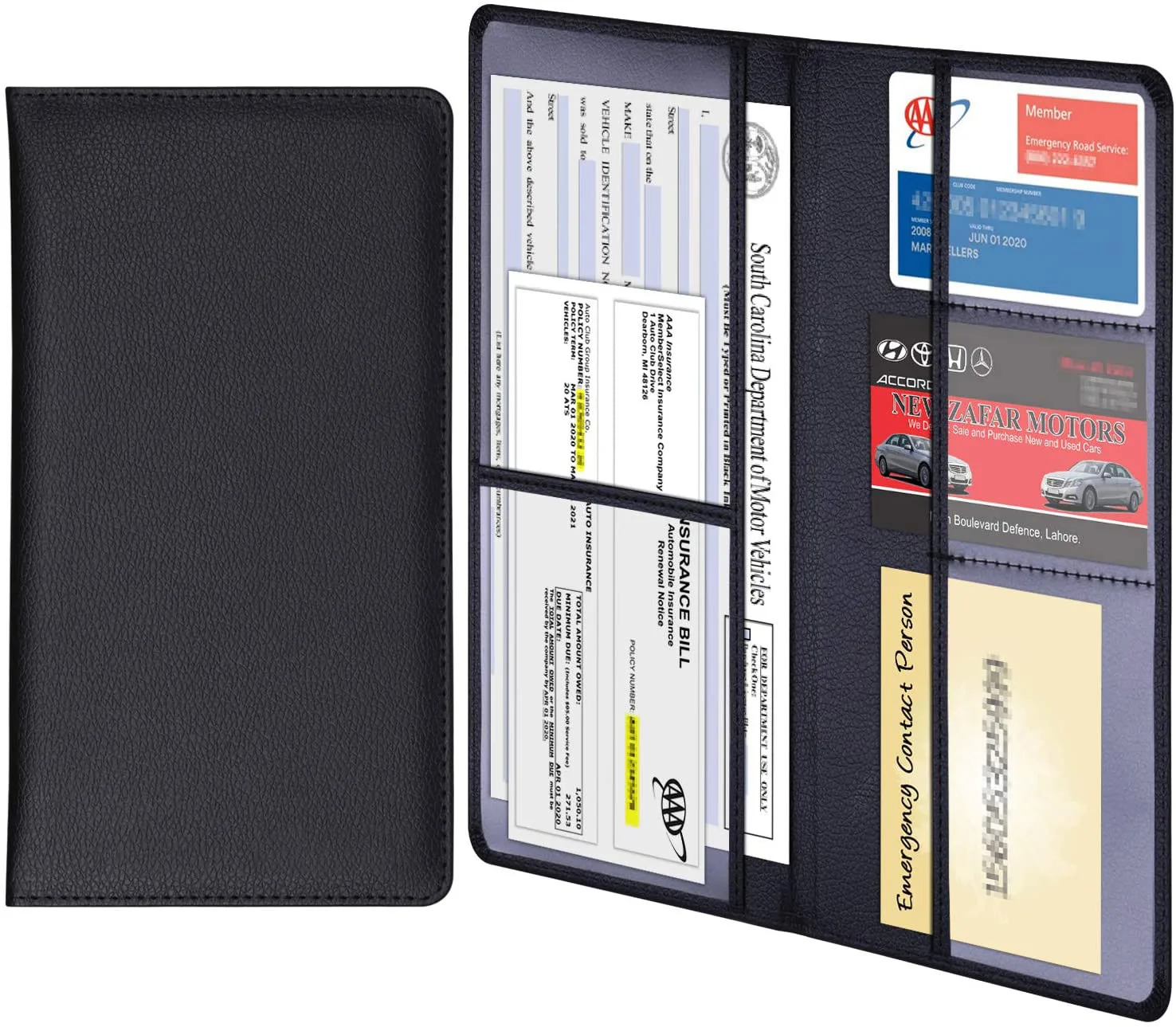 Автомобильный держатель для записей и страховочных документов-премиум-класса из искусственной кожи, коробка для перчаток для автомобиля, бумажник, органайзер для удостоверения личности, D