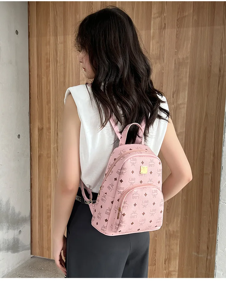 Women PU leather simple mini backpack for female designer backpacks famous brands with floral print