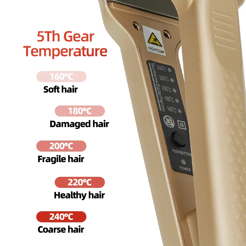 Hair Straightener Wide Face Electric Splint LED Display Electric Splint Curling Straight Dual Purpose Hair Straightener