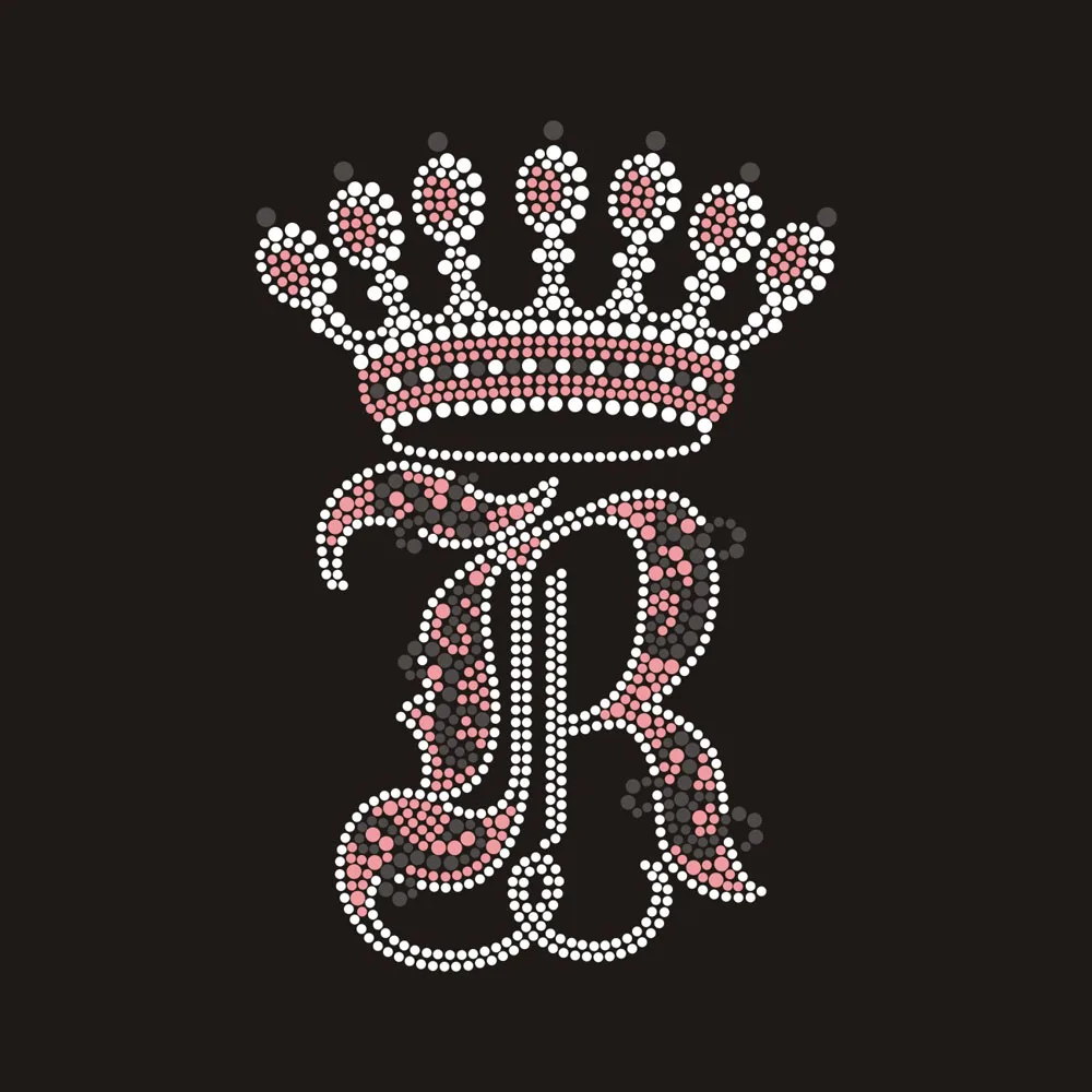 New Designs Red Color Custom Rhinestone Motif Princess Crown Designs Hot Fix Rhinestone Transfer Wholesale Custom Heat Transfer