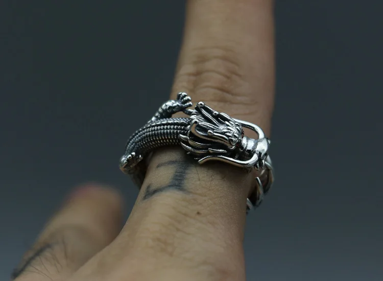 Factory direct wholesale dragon head Chinese rings sterling silver 925 sterling men ring