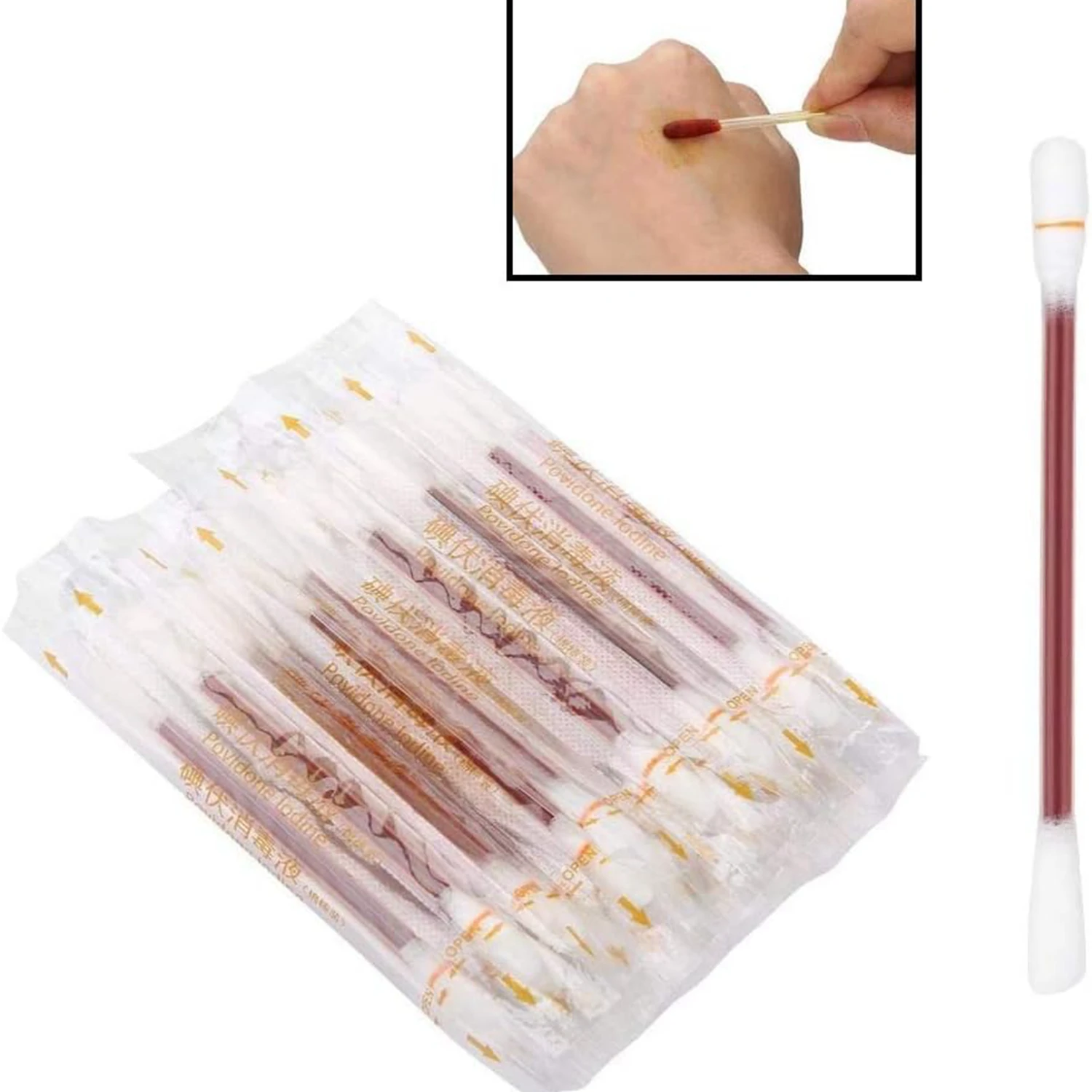 100 Iodine Swabs Individually Wrapped Disposable Supplies Medical Iodine Swabs for Nose Care