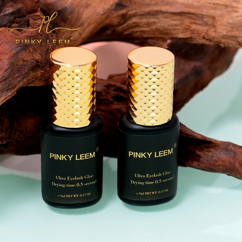 Pinky leem lash glue waterproof black colour master elite best dark eyelash glue trade eyelash set with glue