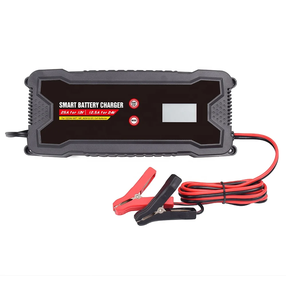25A smart multi stage 12 volt 24 volt car deep cycle battery lead acid battery charger