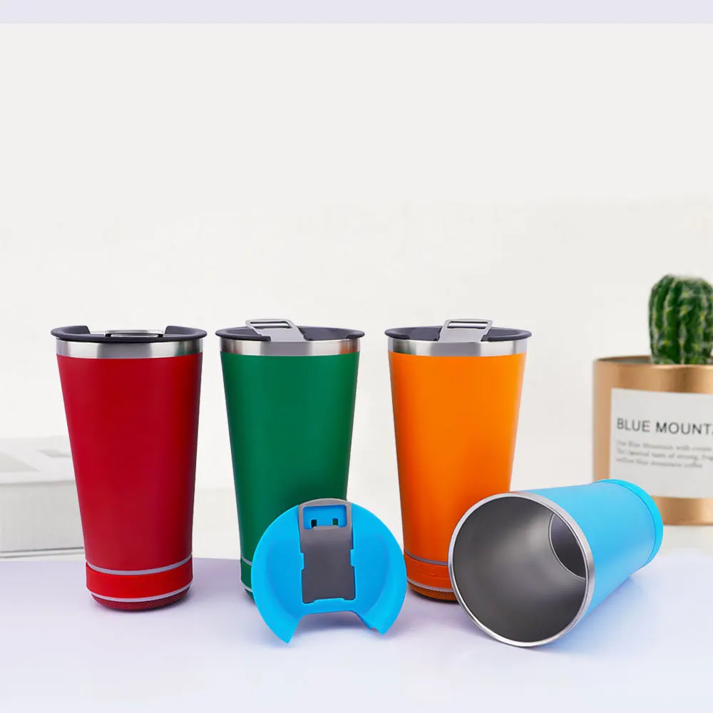 RTS Hot Selling Travel Portable Stainless Steel Water Bottle With Wireless Bluetooth Speakers With Opener