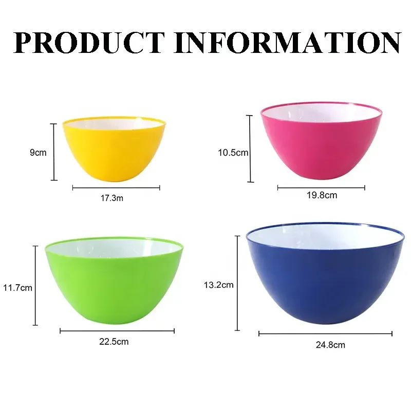 Plastic salad snack picnic plastic bowl set vegetable mixing bowl set salad food container serving bowl
