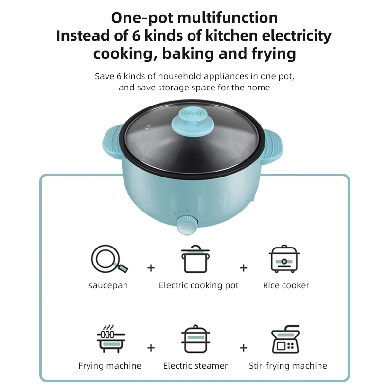 Multi-Function Electric Hot Pot Electric Boiling Pot Suitable for Noodles/hotpot/soup Fry Pan Hot Pot Nonstick Cooking Pots