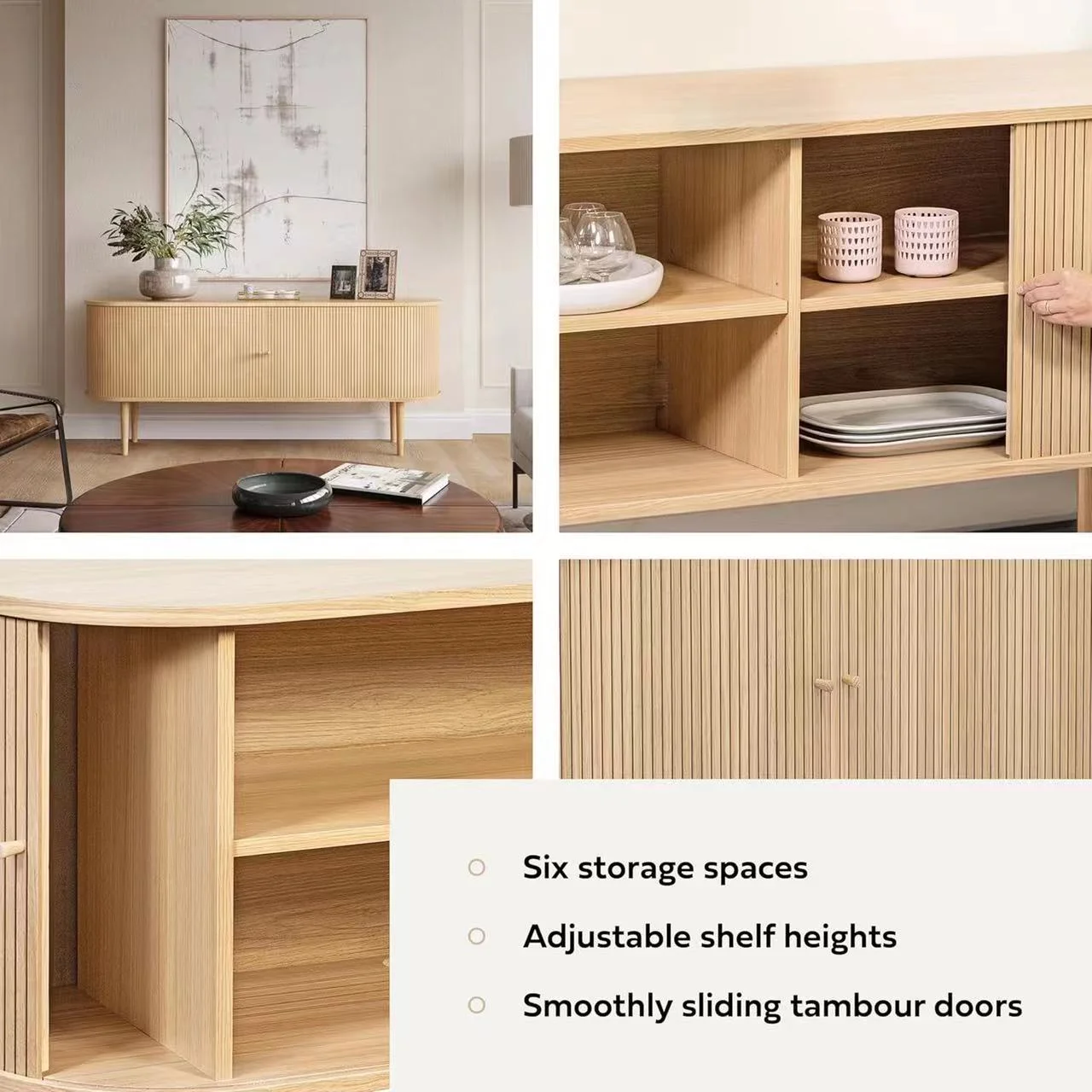 Solid Wood TV Rack Simple Cream Color TV Cabinet