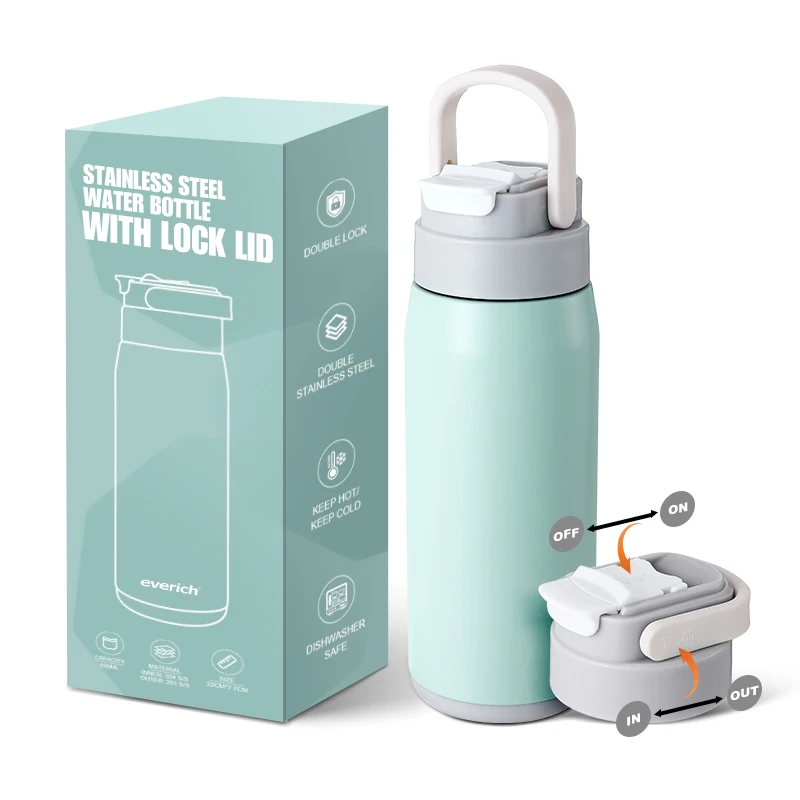 Portable Handle 18/8 Stainless Steel Double-Wall Vacuum Flask 24-Hour Cold & 12-Hour Hot Water Bottle Applicable Boiling Water