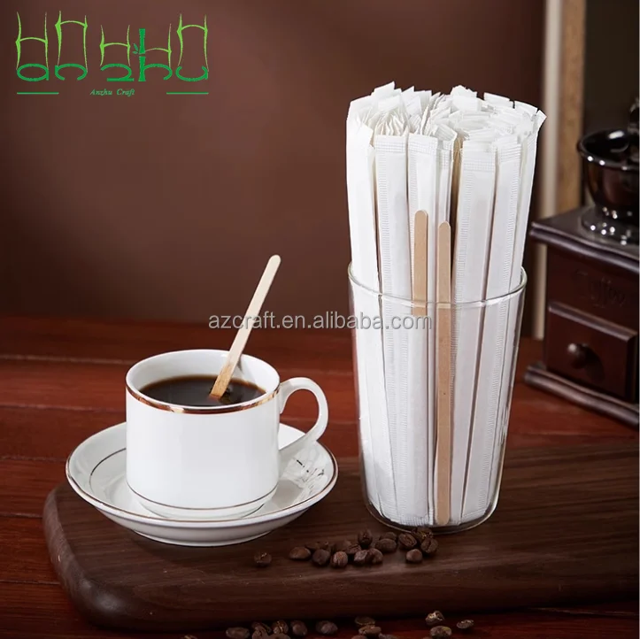 Custom Logo Wooden Stir Sticks Biodegradable Cafe Grade Natural Bamboo Coffee Stir Sticks for Cocktails Tea