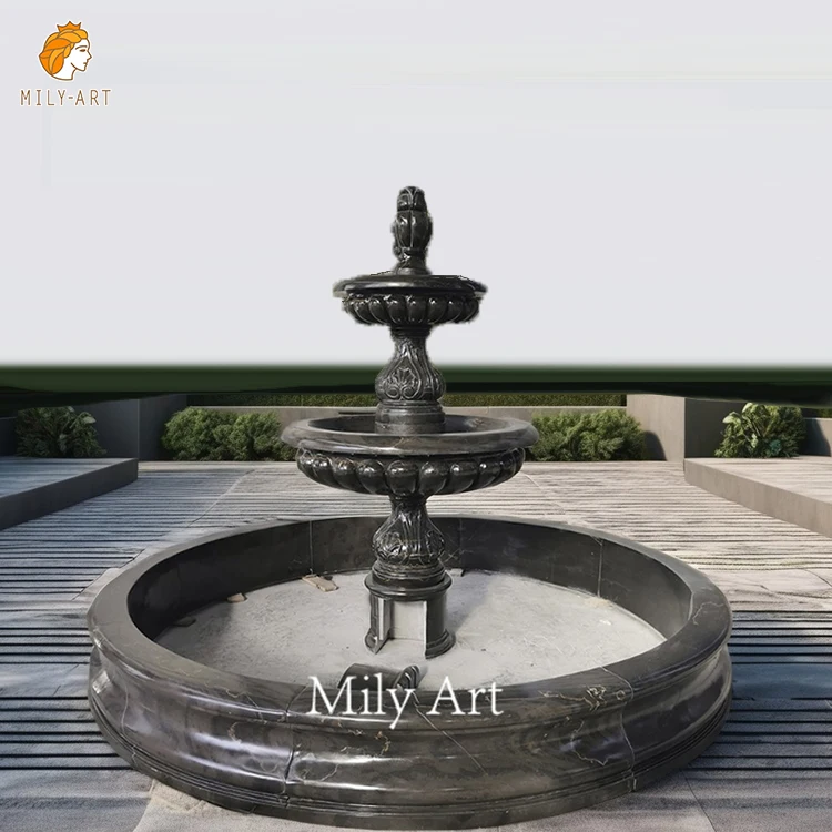Hot Sale Outdoor Garden Decoration Natural Black Marble Stone Water Fountain