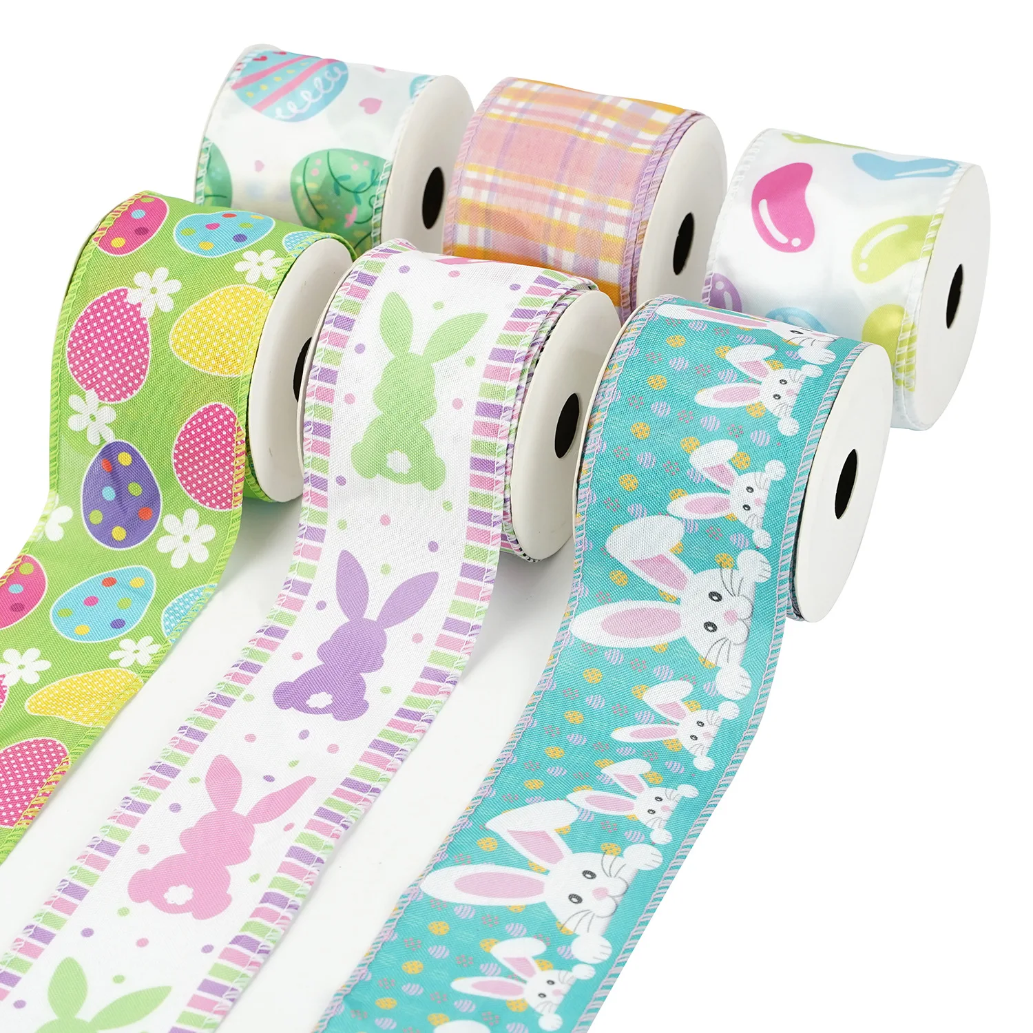 Пасхальная лента на заказ праздничное украшение цветной мультяшный узор клетчатая для венков подарочное