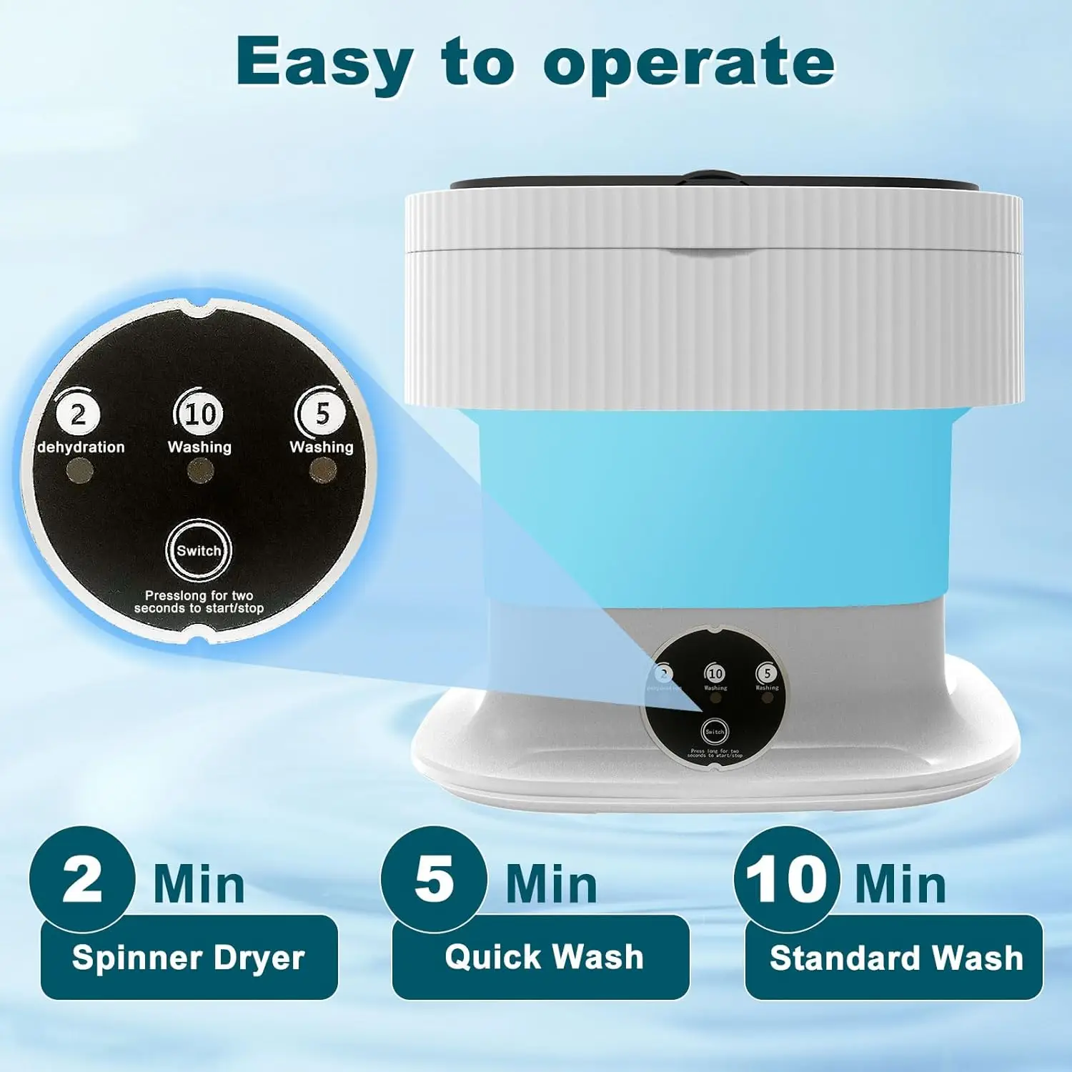 Portable washing machine Compact washing machine suitable for baby clothes Underwear Socks Travel Camping Dormitory Apartment