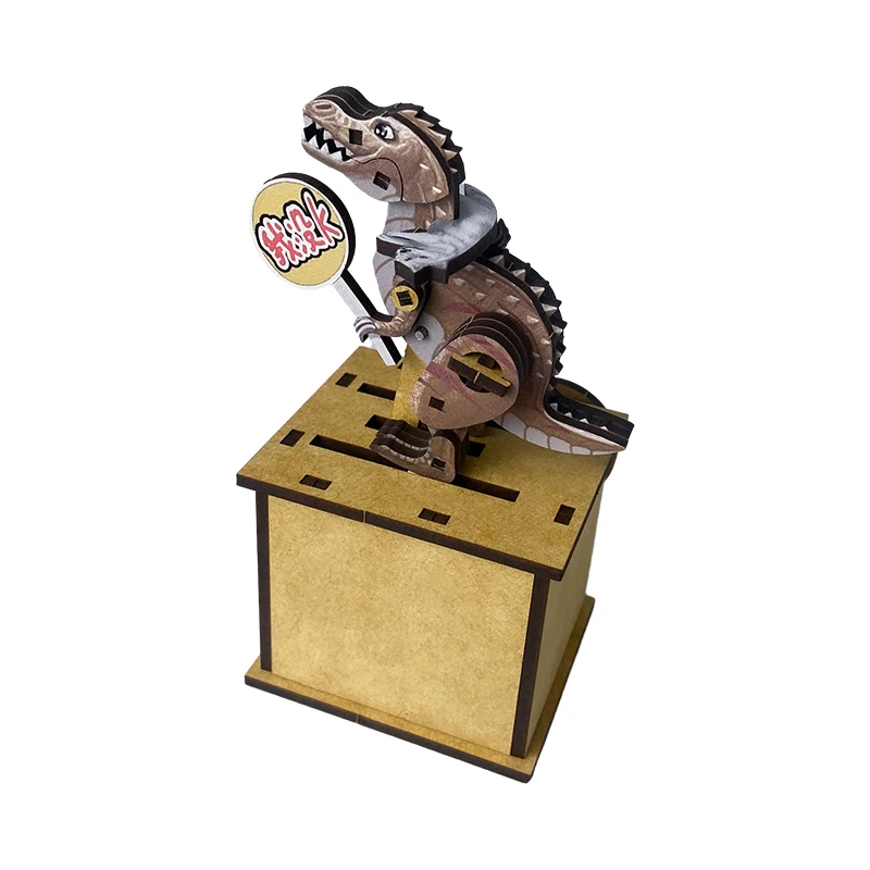 3D Wooden Puzzles Mechanical Wooden Toys Dynamic Dinosaur Model DIY Handmade Game Set Kids Gift