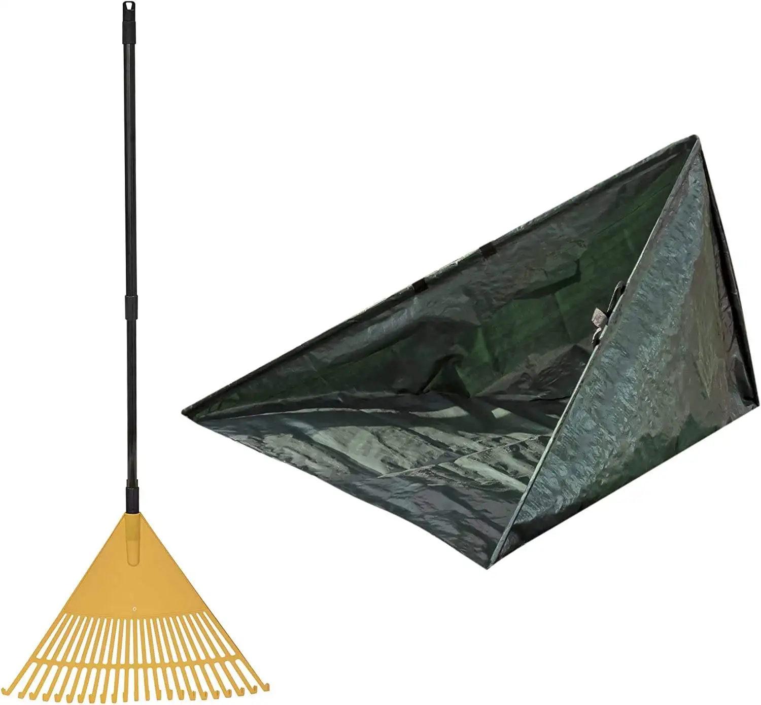 Garden Telescopic Leaf Rake and Reusable Self-Standing leaf collector Bag Set For Leaves, Grass, Plant and Garden Maintenance