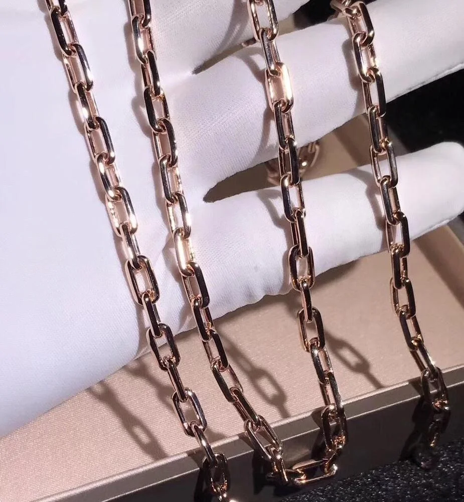 Изготовленный На Заказ Франция настоящим 18К Золотой звено цепи ожерелье для мужчин и женщин