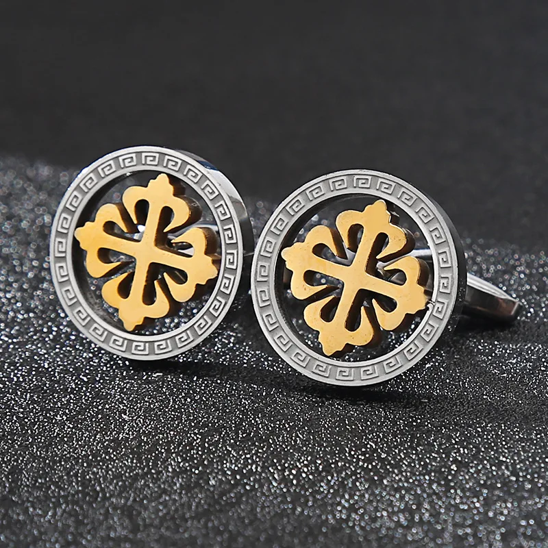 Cut-out Premium Two-tone Cufflinks Titanium Steel Stainless Steel Cuff Links Luxury Suit Shirt Cufflinks for Men Simplicity C7-3