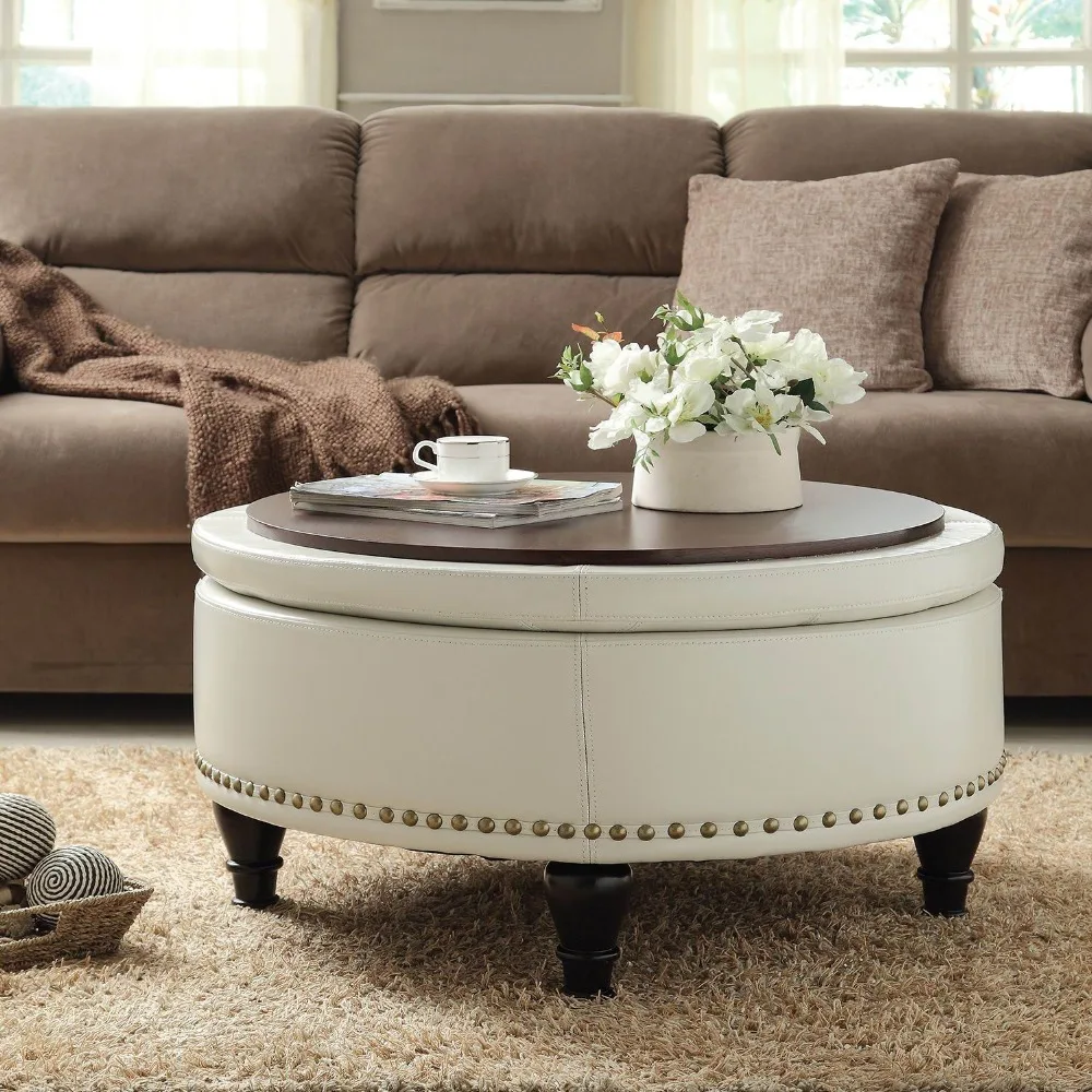 Round Ottoman/Storage Ottoman/Pouf