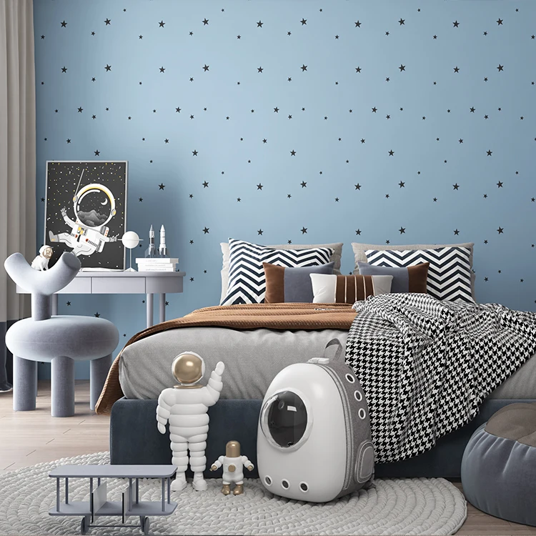 Stars Pattern Kids Wallpaper Self Adhesive Living Room Pvc Vinyl Wallpaper