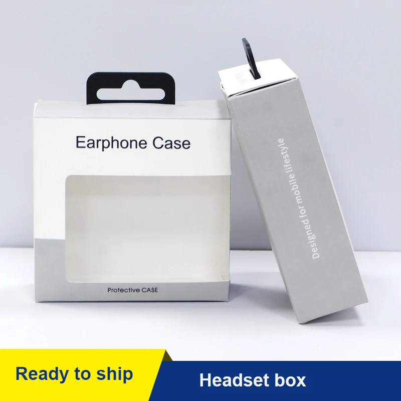 Custom Retail Hanging Charger Data Cable Headset Paper Packaging Box Window Tuck Carton Phone Accessories Packaging Paper Boxes