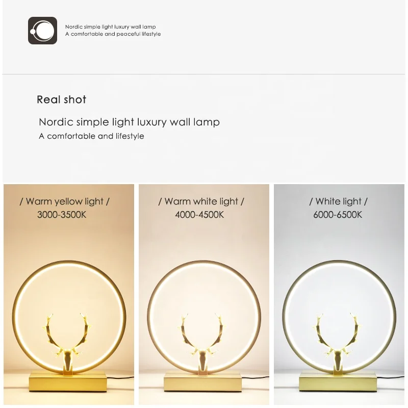 
Modern and simple hotel bedroom golden luxury decoration LED bedside lamp table lamp 