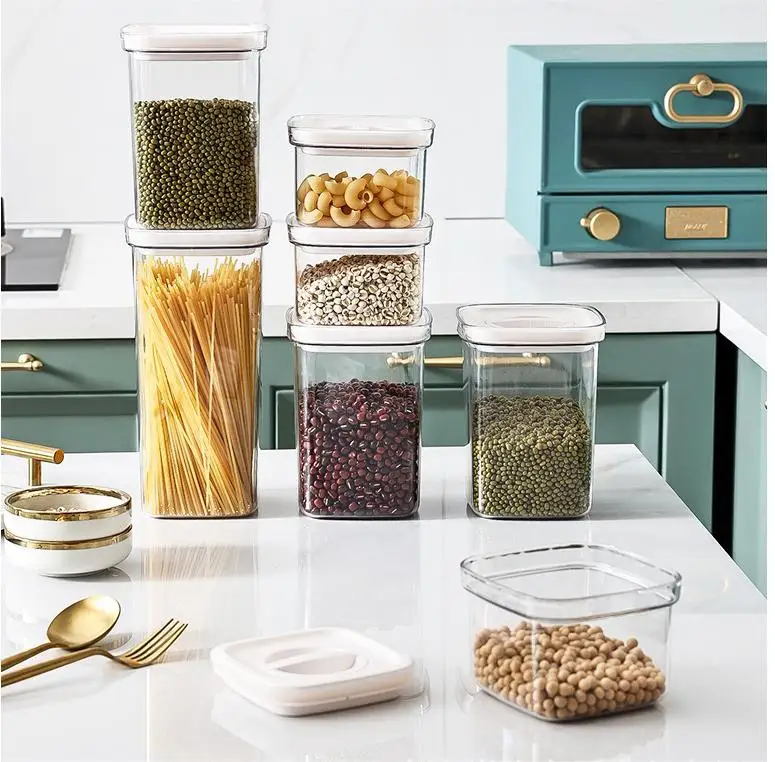 Choice Fun Food grade large moisture-proof sealed tank kitchen transparent square grain storage tank  Clean Food Storage