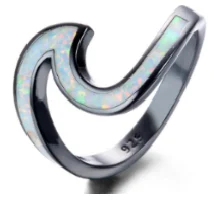 New Arrival Top sale Rose Gold Wave Fire Opal Rings with various opal colors to choose for ladys and Christmas gift